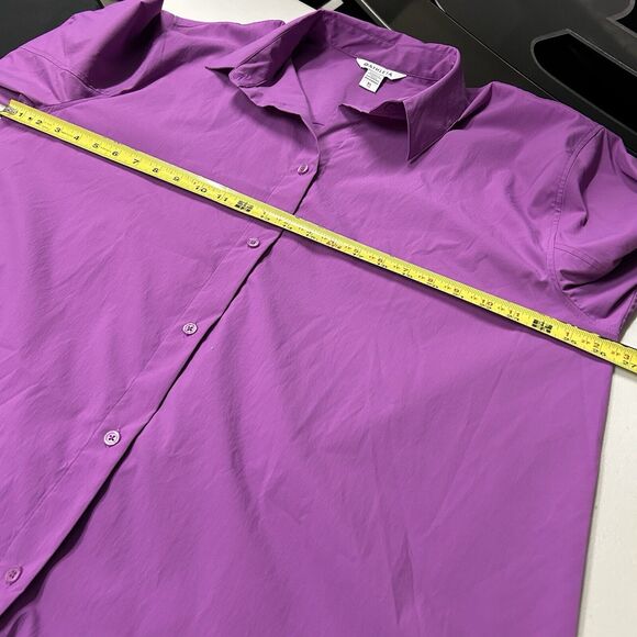 Athleta Jazzy Purple Button Down Shirt With Zipper Pocket  Women’s Size XL - Picture 11 of 14